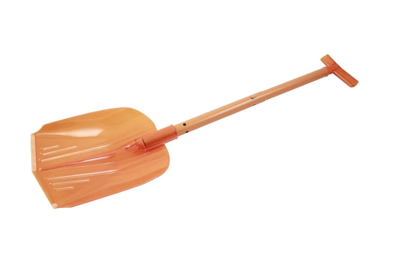 Лопата для уборки снега автомобильная компактная со съемным телескопическим алюминиевым черенком T- образной ручкой,