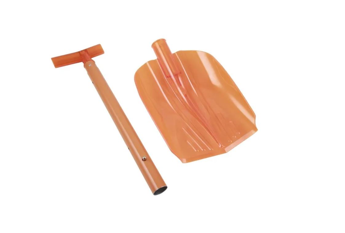 Лопата для уборки снега автомобильная компактная со съемным телескопическим алюминиевым черенком T- образной ручкой,