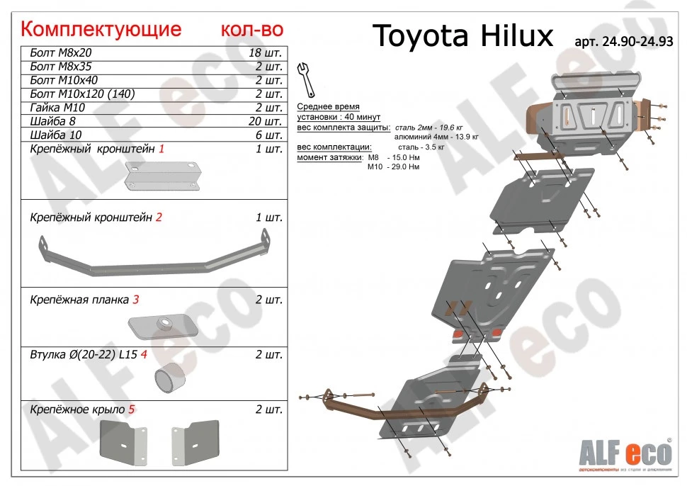 Защита топливного бака для Toyota Hilux VIII