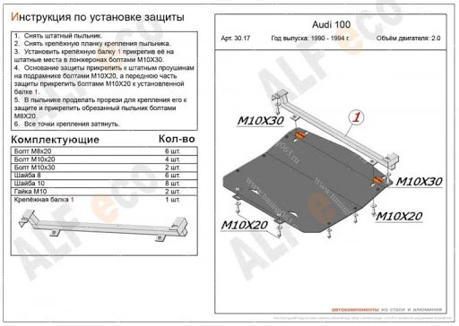 Защита картера для Audi 100 IV (C4)