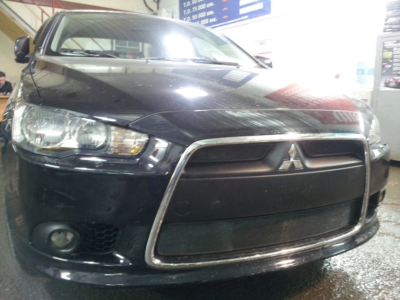 Защитная сетка радиатора комплект 3 части для Mitsubishi Lancer X Рестайлинг 2