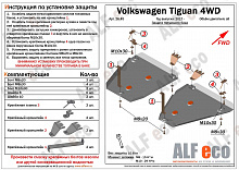 Защита топливных баков (2 части) для Volkswagen Tiguan II Рестайлинг