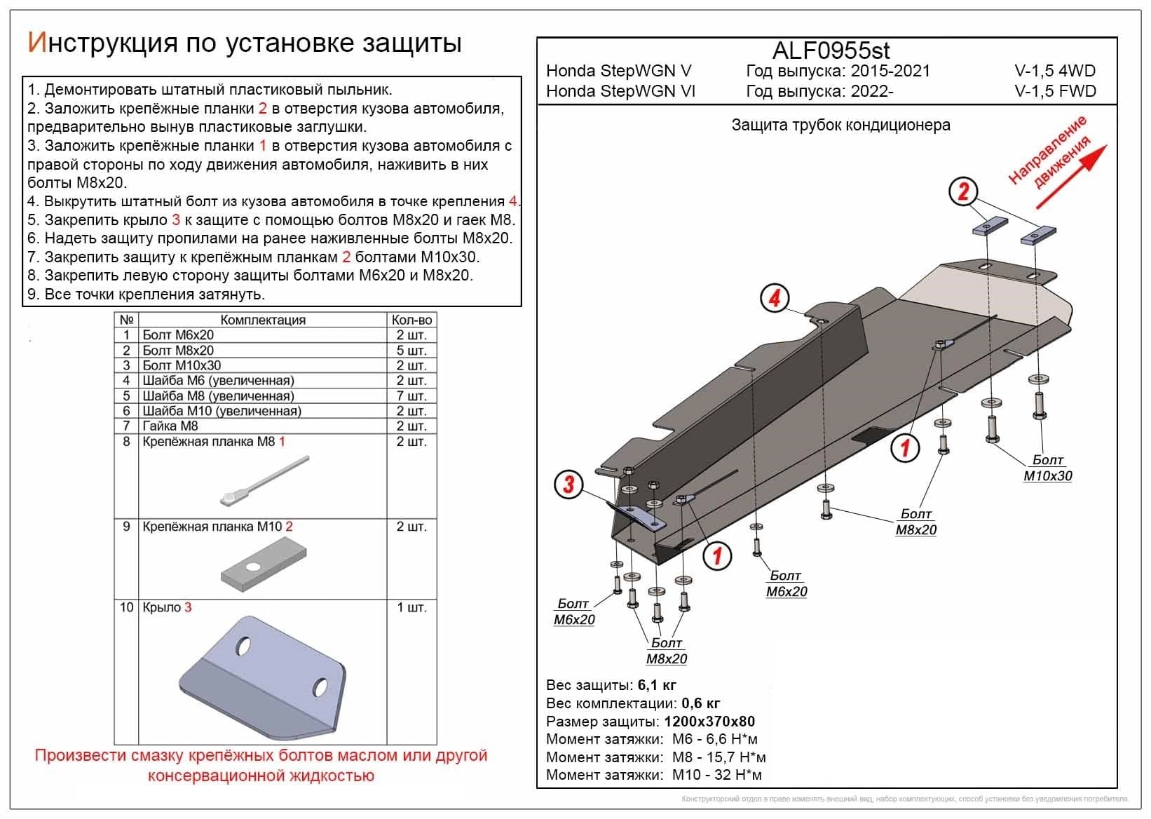 Защита трубок кондиционера для Honda Stepwgn V Рестайлинг