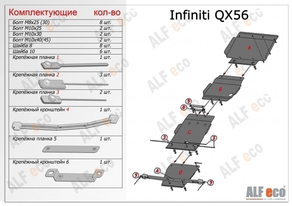 Защита картера для Infiniti QX80 I Рестайлинг 2